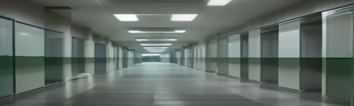 Panoramic view of organic waste carts in the service corridor